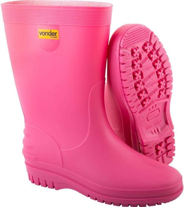 Bota De Pvc Rosa Com Forro - Image 2