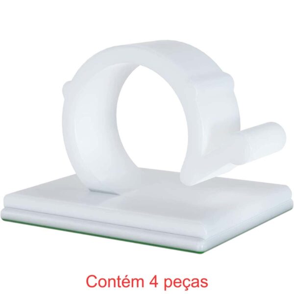 Clip Adesivo 9mm Branco C/ 4 Peças